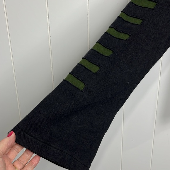 Artisan Cheppu Sweatshirt XL Black Green Cutouts Front Zip Gnome Hood Unique EUC - Picture 4 of 12